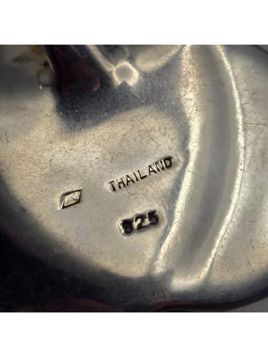 VTG Sterling Silver Electroform Rose Puffy Pendant 1.5" Rhinestones Signed - Picture 7 of 10